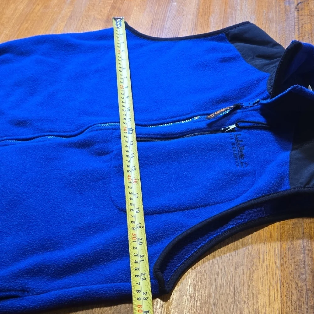 L.L. Bean Men Tall Medium Royal Blue Black Full Zip Fleece Vintage 90's USA Vest
